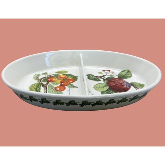 Vintage Portmeirion Pomona 1990s 11" Dual Compartment Veggie Serving Dish - Picture 1 of 6